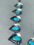 One Of The Best Vintage Native American Navajo Turquoise Sterling Silver Leaf Necklace Old-Nativo Arts