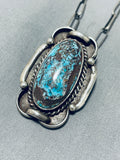 Bisbee Turquoise Vintage Native American Navajo Sterling Silver Necklace-Nativo Arts