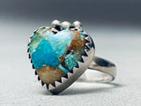 Inlay Heart Turquoise Vintage Southwest Sterling Silver Ring-Nativo Arts