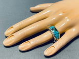 Special Vintage Native American Navajo Blue Diamond Turquoise Sterling Silver Ring-Nativo Arts