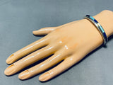 Signed Vintage Native American Zuni Turquoise Lapis Mother Of Pearl Sterling Silver Bracelet-Nativo Arts