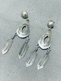 Awesome Vintage Native American Navajo Sterling Silver Feather Pendants Earrings-Nativo Arts