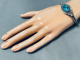 Rare Vintage Navo Gilbert Turquoise Sterling Silver Flank Bracelet-Nativo Arts
