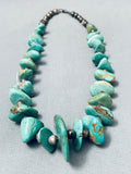 Chunky Dunky Vintage Native American Navajo Royston Turquoise Sterling Silver Necklace