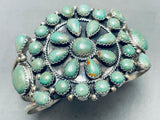 Superior Vintage Native American Navajo Green Turquoise Sterling Silver Cluster Bracelet-Nativo Arts