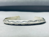 Noteworthy Vintage Native American Navajo Sterling Silver Handstamped Bracelet-Nativo Arts