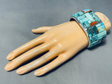 121 Gram Les James Turquoise Inlay Native American Navajo Sterling Silver Bracelet-Nativo Arts