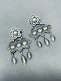 Fabulous Vintage Native American Navajo Sterling Silver Repousse Earrings-Nativo Arts