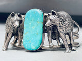 Best Vintage Native American Navajo Wolf Turquoise Sterling Silver Bracelet Cuff-Nativo Arts