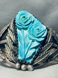 One Of Most Unique Ever Hand Carved Vintage Native American Navajo Turquoise Sterling Bracelet-Nativo Arts