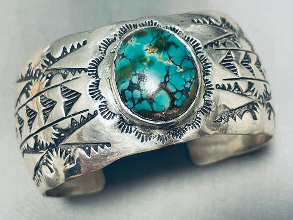 Absolutely Incredible Vintage Native American Navajo Green Turquoise Sterling Silver Bracelet-Nativo Arts