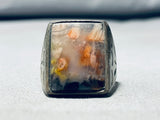Misty Agate Vintage Native American Navajo Sterling Silver Ring -check Out The Patina!-Nativo Arts