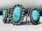 Very Old 1920's/30's Heavy! Vintage Native American Navajo Turquoise Sterling Silver Bracelet-Nativo Arts