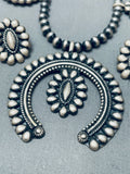 Womens Authentic Vintage Native American Navajo Sterling Silver Squash Blossom Necklace-Nativo Arts