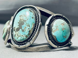 Authentic Vintage Native American Navajo Pilot Mountain Turquoise Sterling Silver Bracelet-Nativo Arts