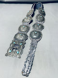 Early 1900's Vintage Native American Navajo Turquoise Sterling Silver Concho Belt Old-Nativo Arts