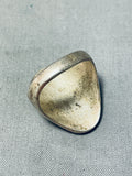 Illustrious Vintage Native American Navajo Turquoise Chip Inlay Sterling Silver Huge Ring-Nativo Arts