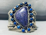 One Of The Most Unique Vintage Native American Navajo Charoite Lapis Sterling Silver Bracelet-Nativo Arts