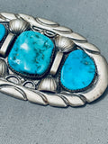Important Vintage Native American Navajo Ben Touchine Turquoise Sterling Silver Pendant Pin