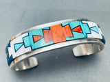 6 Inch Wrist Vintage Native American Navajo Inlay Turquoise Sterling Silver Bracelet-Nativo Arts