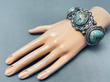 Heavy 75 Grams Vintage Native American Navajo Royston Turquoise Sterling Silver Bracelet-Nativo Arts