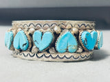 Gasp! Most Unique Native American Navajo Turquoise Heart Sterling Silver Bracelet-Nativo Arts
