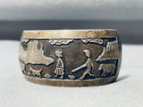 Wil Anderson Vintage Native American Navajo Sterling Silver Scene Bracelet-Nativo Arts