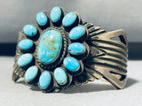 Sparkling Vintage Native American Navajo Carico Lake Turquoise Sterling Silver Bracelet-Nativo Arts