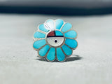 Striking Vintage Native American Zuni Turquoise Sterling Silver Ring-Nativo Arts