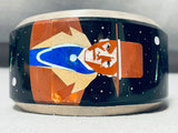 Statement 7' Inch Wrist Native American Navajo Turquoise Inlay Sterling Silver Bracelet-Nativo Arts