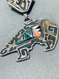 Gasp! Vintage Native American Navajo Turquoise Inlay Sterling Silver Necklace-Nativo Arts
