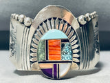 One Of The Finest Vintage Native American Navajo Turquoise Inlay Sterling Silver Bracelet-Nativo Arts