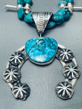 Fab Sterling Shell Native American Navajo Turquoise Silver Squash Blossom Necklace-Nativo Arts