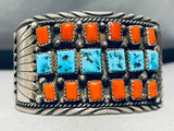 One Of The Best Ever Vintage Native American Navajo Square Turquoise Sterling Silver Bracelet-Nativo Arts