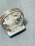 Mesmerizing Vintage Native American Navajo Abalone Square Sterling Silver Ring-Nativo Arts