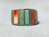 Tremendous Vintage Native American Navajo Royston Turquoise Sterling Silver Ring Signed-Nativo Arts