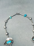 One Of The Best Vintage Native American Navajo Turquoise Sterling Silver Leaf Necklace Old-Nativo Arts