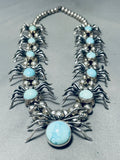Gasp! Spider Vintage Navajo Turquoise Sterling Silver Squash Blossom Necklace-Nativo Arts