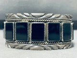 Unique Vintage Native American Navajo Jet Sterling Silver Bracelet-Nativo Arts