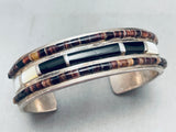 One Of The Most Unique Vintage Native American Navajo Heishi Inlay Sterling Silver Bracelet-Nativo Arts