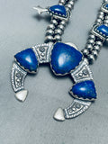 130 Grams Vintage Southwest Lapis Sterling Silver Squash Blossom Necklace-Nativo Arts