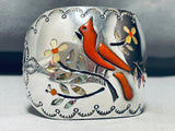Native American The Best Vintage Zuni Cardinal Sterling Silver Inlay Bracelet-Nativo Arts
