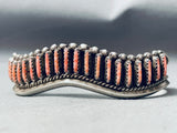 Superior Vintage Native American Navajo Needlepoint Spiny Oyster Sterling Silver Bracelet
