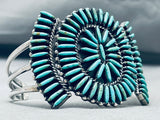 Exquisite Vintage Native American Zuni Needlepoint Turquoise Sterling Silver Bracelet-Nativo Arts
