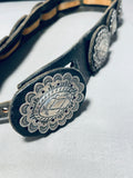 373 Grams Vintage Native American Navajo Hand Tooled Sterling Silver Concho Belt Old-Nativo Arts