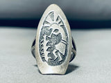Exceptional Vintage Native American Navajo Tommy Singer Sterling Silver Kokopelli Ring-Nativo Arts