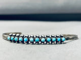 Artistic Vintage Native American Zuni Blue Gem Turquoise Sterling Silver Bracelet-Nativo Arts