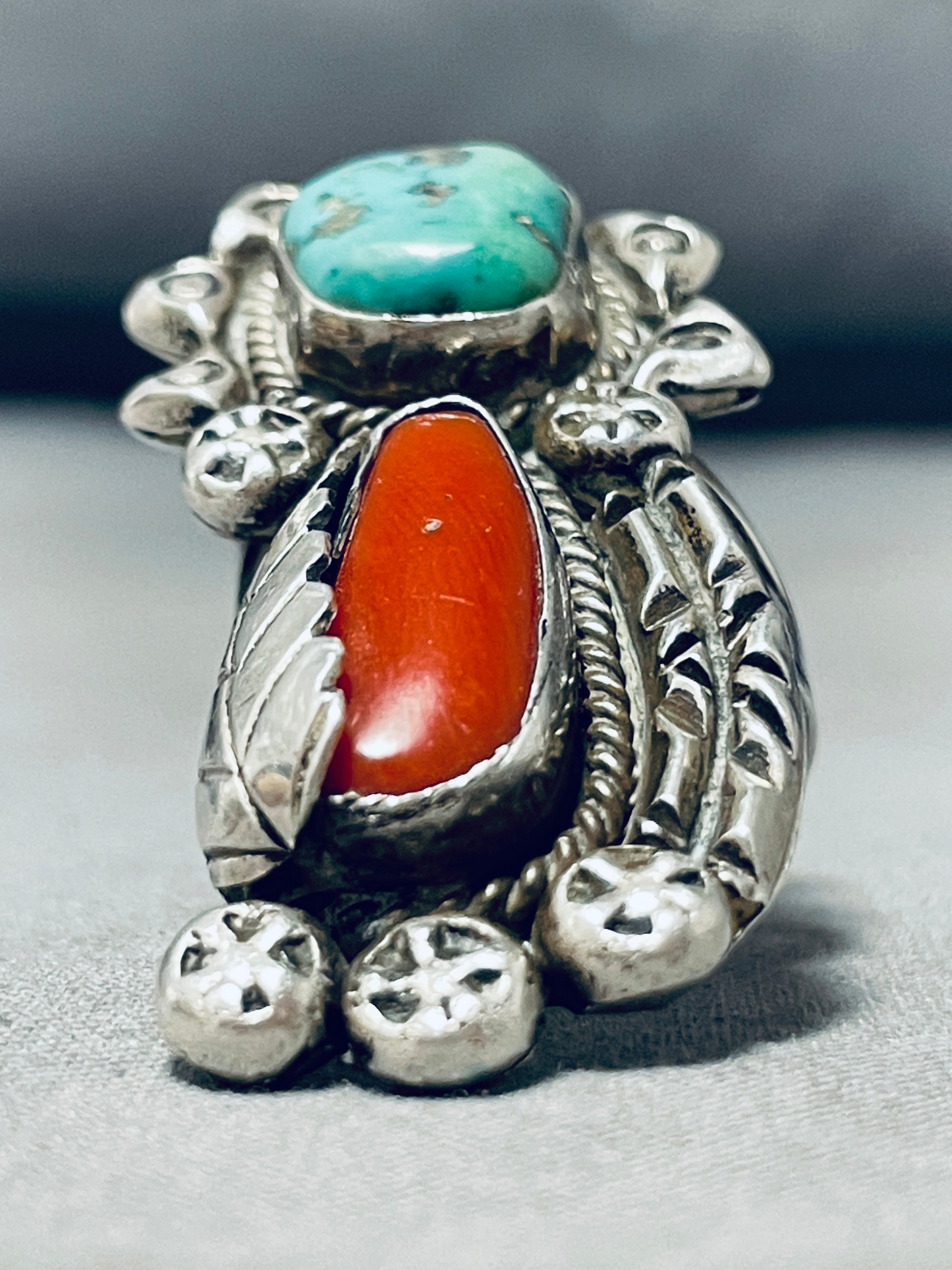 Best Vintage Native American Navajo Pilot Mountain Turquoise Coral