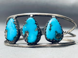 Bisbee Dream Turquoise Vintage Native American Navajo Sterling Silver Bracelet Old