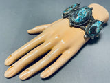 One Of The Best Vintage Native American Navajo Bisbee Turquoise Sterling Silver Bracelet-Nativo Arts
